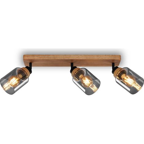 Plafonnier, Lampe, Verre fumé, Pivotant, Lampe de salon, Lampe de chambre à coucher, Lampe de cuisine, Noir-bois (1/5)