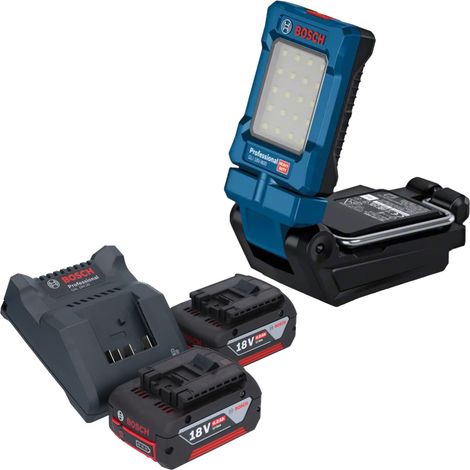 Bosch GLI 18V-800 Lampada professionale a batteria 18 V 800 lm + 2x batteria ricaricabile 4,0 Ah + caricatore