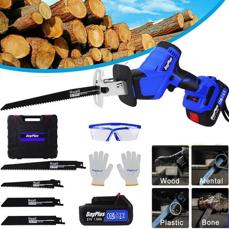 Cordless Electric Reciprocating Saw Metal Wood Cutting Battery Variable Speed (1/5)