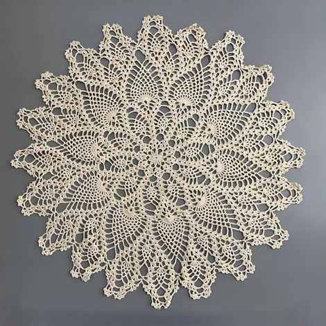 Mantel redondo de algodón hecho a mano - Mantel vintage de encaje de ganchillo de 60 cm (1/5)