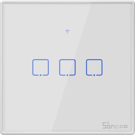 SONOFF Interrupteur Connecté WiFi Sans Fil, 2 Gang Interrupteur Mural Intelligentavec Contrôle à Distance&Contrôle RF, Compatible avec Alexa,Google Home, 960W/4A,T2EU3C-TX