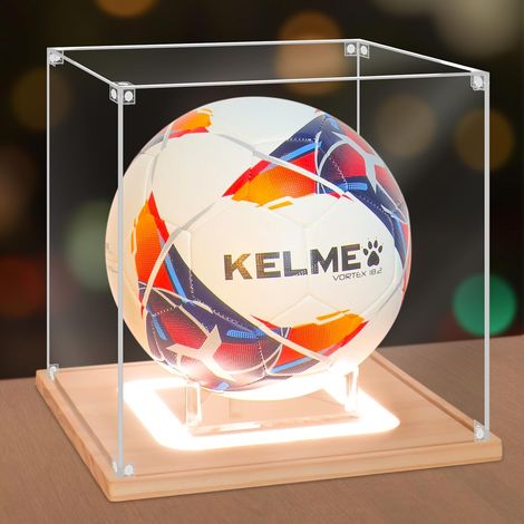 Vitrine de Football avec lumière,Boîte de Football en acrylique protégée contre les UV avec base en bois,Vitrine pour Sport Ballon,Cadeaux de Soccer, 25x25x25 cm (1/5)