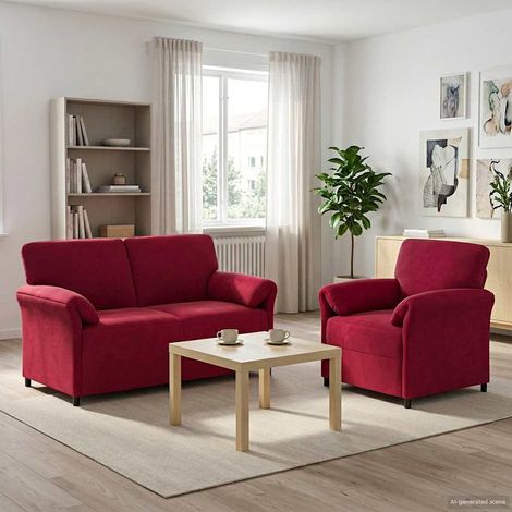 vidaXL Ensemble de Canapés 2 pc Bordeaux Velours (1/5)