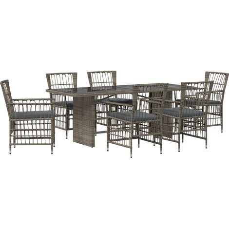 Ensemble de repas extérieur 7 pc Gris polyrotin vidaXL (1/5)
