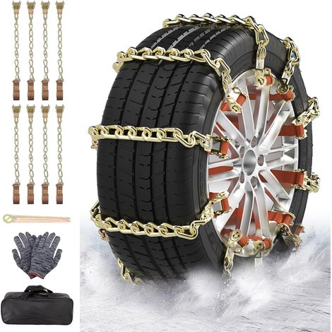 Lot de 8 chaînes à neige universelles pour pneus de 175 à 285 mm de large - Antidérapantes - Pour la plupart des voitures, SUV, camions (1/5)