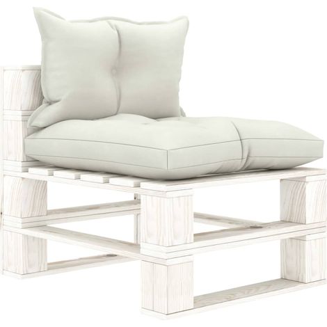 Canapé palette de milieu de jardin avec coussins beige Bois