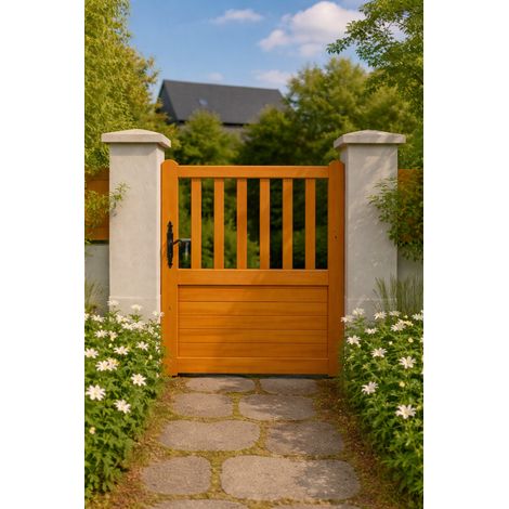 Portillon En Bois Ajouree Traverse Droit L1m X H1,50 Gd Menuiseries (1/3)