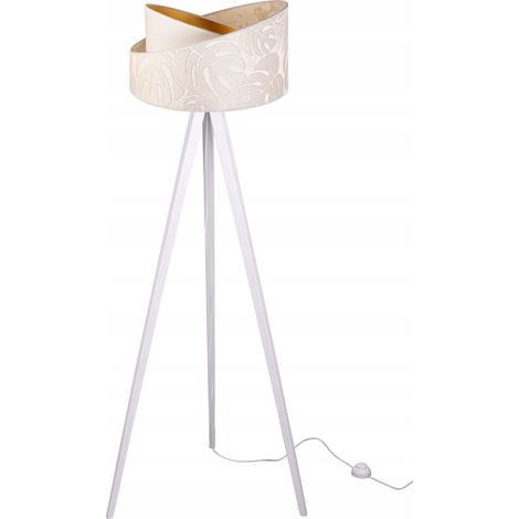LAMPADA DA TERRA CON TREPPIEDE E PARALUME IN LEGNO
