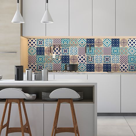 Sticker Mural Carrelage adhésif Cuisine Salle de Bain - 9 STICKERS CARRELAGES AZULEJOS SANDRO - 9stickers10x10cm (1/5)