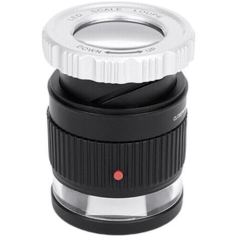 30x magnifying glass, adjustable focus, with UV LED light, for jewelry, textiles, coins, stamps, gemstones, color: black (1/5)