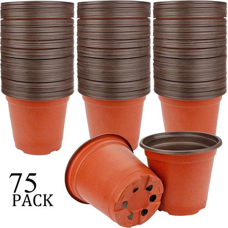 Lot de 75 pots de pépinière en plastique 4 pouces, bicolores, pour semis, repiquage et plantes succulentes (1/5)