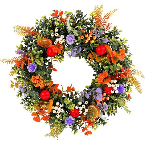 Couronne d'été artificielle avec fruits pour porte d'entrée, fête de mariage, décoration intérieure et extérieure (1/4)