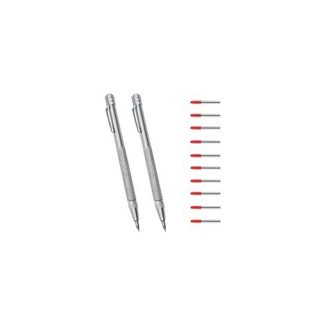 Un ensemble de deux aiguilles à tracer en carbure de tungstène et 10 pointes de rechange, adaptées au verre, à la céramique, aux métaux et aux tôles fines un stylo à graver pour un traçage et une gra (1/5)
