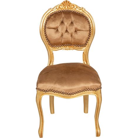 Küchenstuhl aus Holz Esszimmerstuhl 92x45x45 cm Louis XVI Polstersessel Barocksessel Goldsessel im französischen Stil