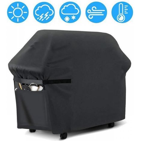Housse de protection pour Barbecue - Tissu Oxford 210D - Grande poche - Noir (1/3)