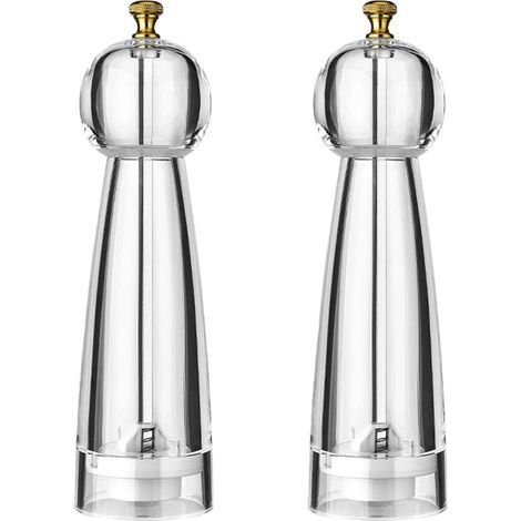2-teiliges Set – Pfeffermühle – Salzmühle – Gehäuse aus transparentem Acryl mit verstellbarem Keramikmahlwerk für Küche und Gastronomie, 20 cm (8 Zoll) (1/5)