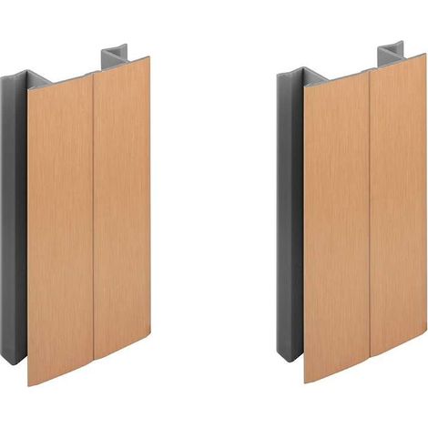 2 conectores de esquina para zócalos multiángulo de 100 mm con acabado en cobre cepillado para cocina, patas de muebles, perfil de plástico PVC. (1/4)