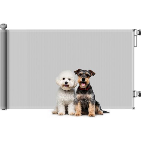 Beyamis Einziehbares Treppenschutzgitter, ausziehbar bis zu 140 cm breit, Hundegitter für Türen, Treppenhäuser und Flure, Grau