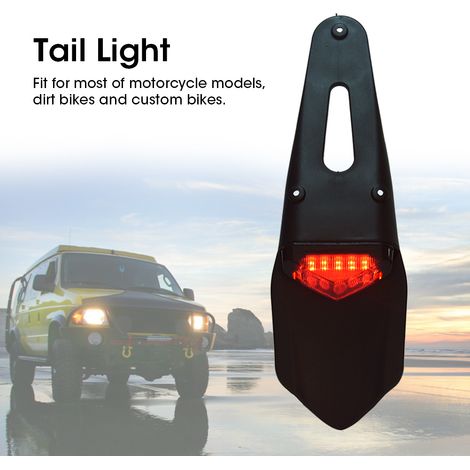 Feux Stop LED Moto Arrière Plaque d'Immatriculation Pour Cross Tout Terrain Rouge (1/3)