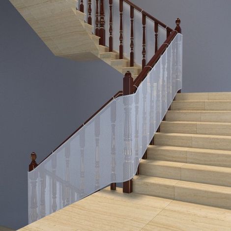 Filet de sécurité pour main courante 4,5 m x 78 cm – Filet en nylon pour balcon et escalier, barrière de sécurité pour animaux domestiques, usage intérieur et extérieur, blanc (1/5)