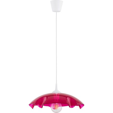 Suspension LILIA verre rouge Ø39 E27 rosace blanche (1/3)