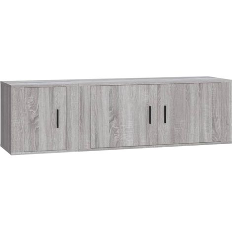 Conjunto de muebles mueble aparador TV televisión salón dormitorio sala 2 piezas sonoma madera de ingeniería gris 020024455
