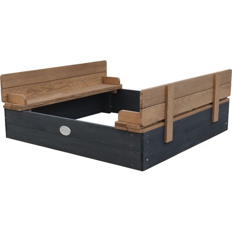 AXI – Bac à sable pour enfants 100 x 95 cm – Bois FSC avec couvercle pliable en banc – Capacité 250 kg – Pour petits jardins
