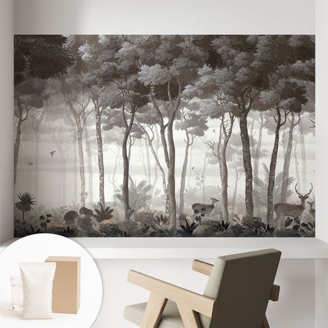 Papier peint intissé avec imprimé installation simple qualité excellente sans désordre - Colle incluse gratuite Magie de la forêt 104x70 cm (1/5)