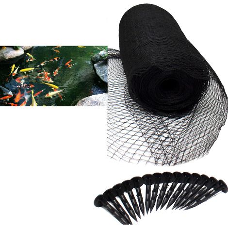 Koi-Teich-Netzset – 4,5 x 6 m – Schwarz – Feinmaschiges Netz für Blätter – Schützt Koi-Karpfen vor Graureihern – Wiederverwendbar und inklusive Heringen (1/5)