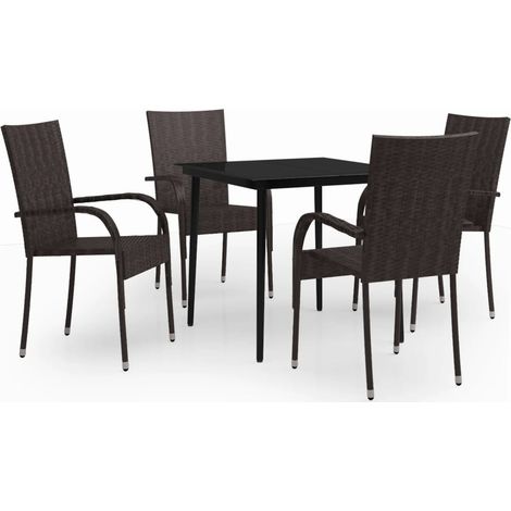 Set da pranzo da giardino mobili da esterno 5 pezzi marrone e nero 020013833