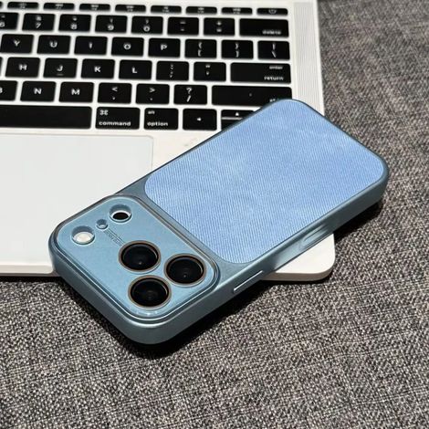 (iPhone 14 Pro Max) Étui de téléphone en denim avec protection pour l'appareil photo et cadre antichoc. (1/5)