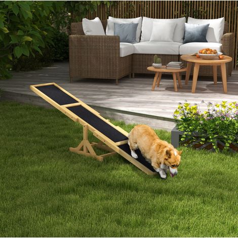 Bascule d'agility pour chien en bois antidérapante, 180 x 30 x 30 cm, charge 50 kg, jaune, entraînement équilibre extérieur - CHICFURN (1/5)