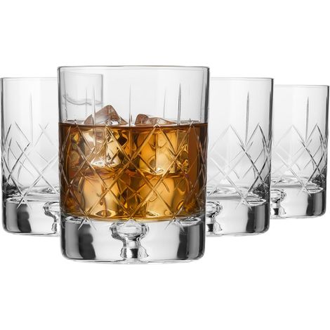 Verres à Whisky, Bourbon et Scotch 250 ml, Lot de 4 – Collection Saga – Verre en Cristal, Taillés – Faits à la Main – Idéal comme Cadeau (1/5)
