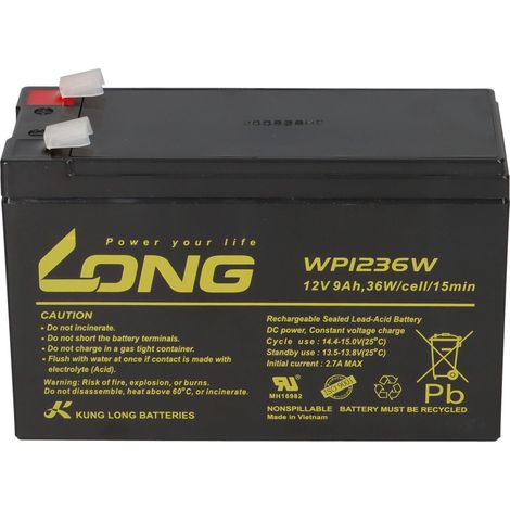 Kung Long WP1236W 12V 9Ah AGM Bleiakku F2 6,3mm Hochstrom