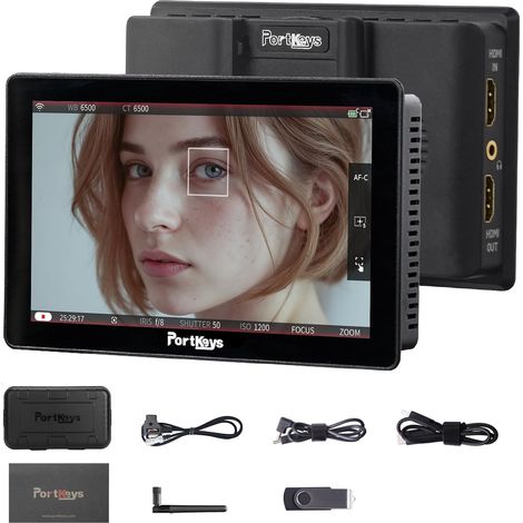 Portkeys LH5P II Moniteur Caméra 2000nit Écran 5,5" Tactile Contrôle Caméra Cadre en métal Bluetooth Compatible avec FX3, A7S III, ZV-E10, R5, R6, C70, BGH1, GH6, BMPCC 4K/6K, Z CAM E2 (1/5)