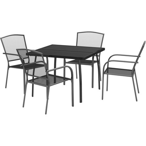 Ensemble de salle à manger de jardin meuble extérieur 5 pièces anthracite acier