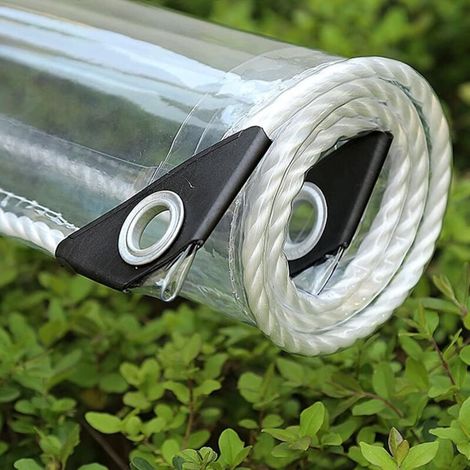 Lona de plástico PVC impermeable, lona transparente con ojales, cubierta impermeable para plantas y flores, 360 g/m² (Tamaño: 0,8 m × 1,5 m) (1/5)