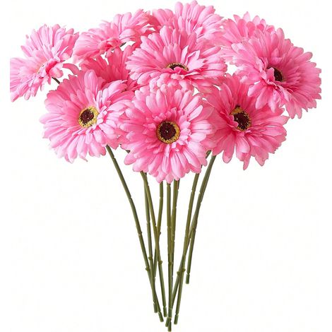 12 Pièces Fleurs de marguerites africaines artificielles, fleurs de marguerite africaine en soie, gerberas artificiels, tournesols artificiels en gros (1/5)