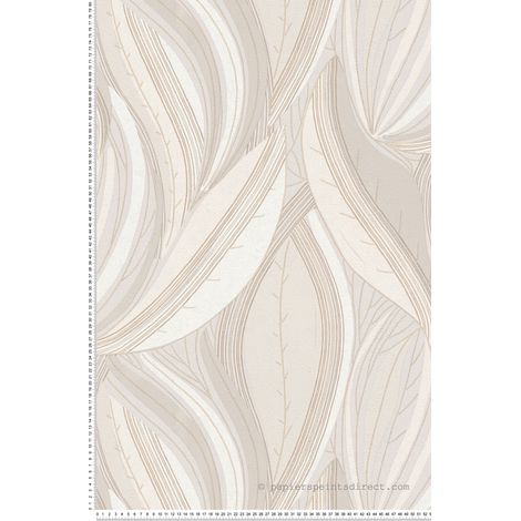Papier peint intissé Palmiers & Feuilles Beige, Beige, Crème, Crème, Or - 10,05 x 0,53 m (1/3)