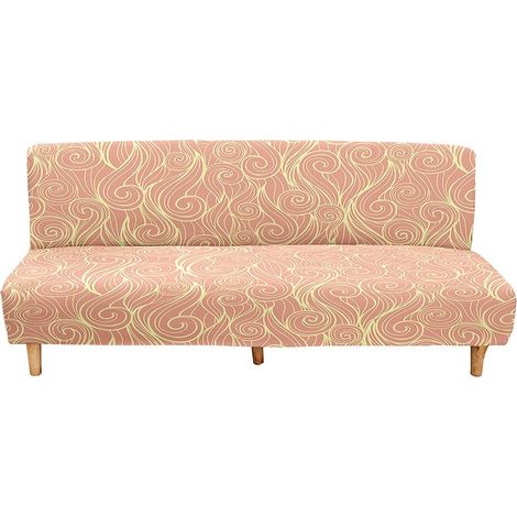 Armless Sofa Cover, Click Clack Sofa Protector Cover, Sea Surface Print Armless Sofa Cover, 3-Seater Click Clack Convertible Bed (L:190-230cm, Pink) (1/5)