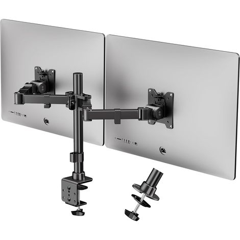 Support Ecran PC 2 Ecran pour 1735 Pouces, Réglable Plat et incurvé Bras Double ecran pc, 20 kg par Bras, VESA 75 x 75/100 x 100 (1/5)