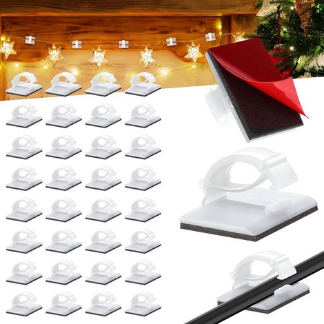 wxsp Confezione da 200 ganci adesivi per luci natalizie, fermacavi e cordini, ganci per appendere le luci natalizie a casa - AquaForge (1/5)