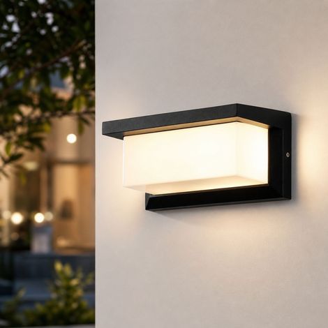 Applique Murale LED Extérieure IP65 Étanche, Boîtier ABS et Diffuseur PC, Lumière Chaude Douce, 230x90x110mm, pour Jardin et Terrasse (1/4)
