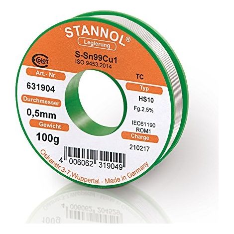 Stannol HS10 Cable eléctrico sin plomo 0,5 mm 100 g