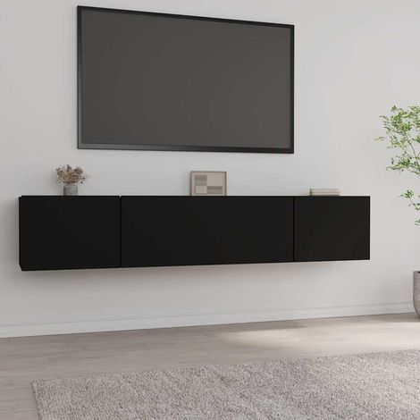 Vidaxl – Meuble TV 2 pcs noir 80x30x30 cm en bois d'ingénierie – Capacité de charge 60 kg – 2 portes rabattables pour rangement optimisé (1/5)