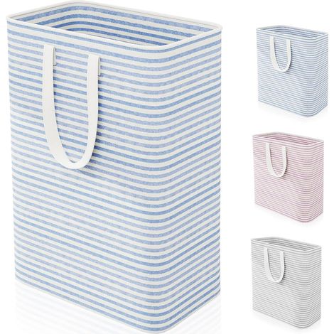 75L Large Collapsible Laundry Hamper, Freestanding Waterproof Laundry Basket, Reinforced Handles, Storage for Clothes, Towels, Toys and Blankets, Blue (1/5)
