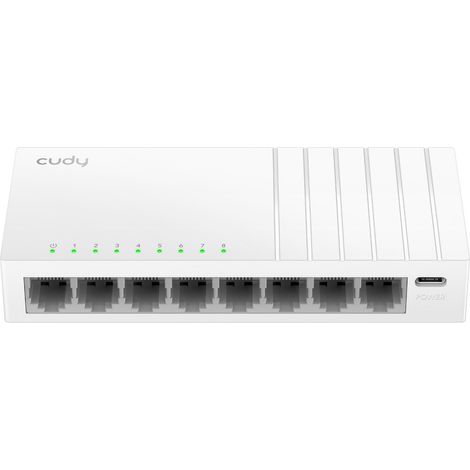 Cudy 8-Port Gigabit Switch with USB-C Power Input, GS108U 2.0 No administrado Gigabit Ethernet (10/100/1000) Blanco (1/4)