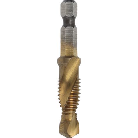 Foret taraudeur à queue hexagonale revêtu de titane, combiné pour vis métriques et bois M10 (1/5)