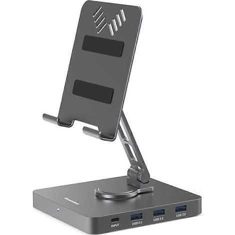 10-in-1 Multifunktionale Typ-C Dockingstation mit drehbarem Handyhalter, HDMI-Konverter und USB-C-Hub für Laptop und Smartphone. (1/4)