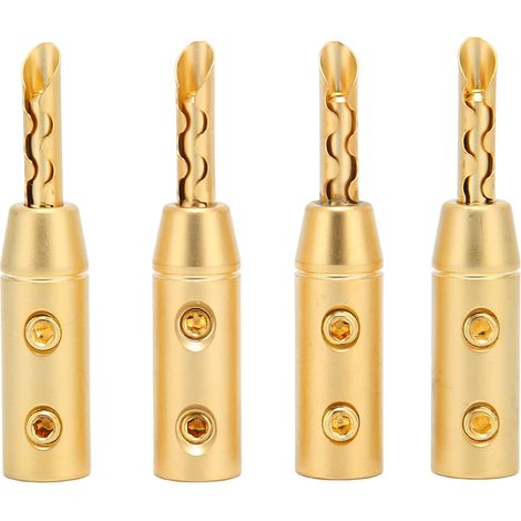 4 pièces Connecteurs de Câble Haut-Parleur BFA en Laiton Doré, Prises Banane à Vis Ouverte pour Câble de 7mm de Diamètre (1/5)